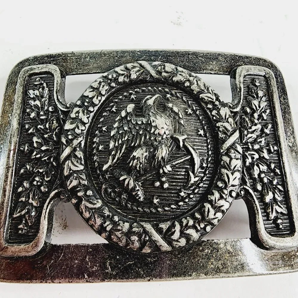 Vintage Silver Belt Buckle Western Rodeo‎ Cowboy American Eagle USA Patriotic